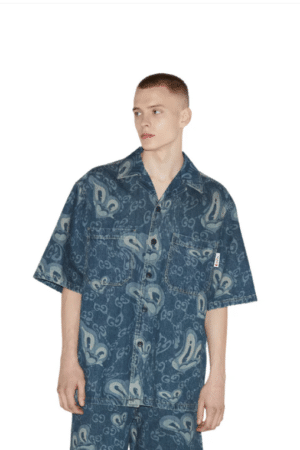 [구찌] GG 리퀴드 하트 데님 셔츠 783811