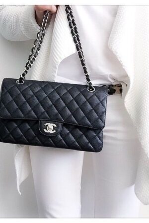 [베트남 출고] 샤넬 클래식백(미디움) 블랙 캐비어 은장 A01112